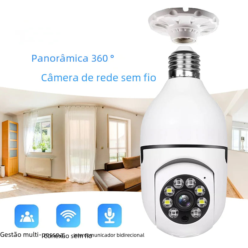 E27 Smart Bulb Security Camera – 360° Panoramic View & Full HD Night Vision